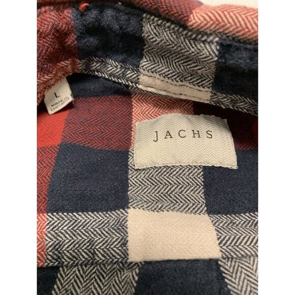 Jachs Flannel Buffalo Plaid Americana Red Long Sleeve Thick 100% Cotton Workwear - Picture 3 of 9